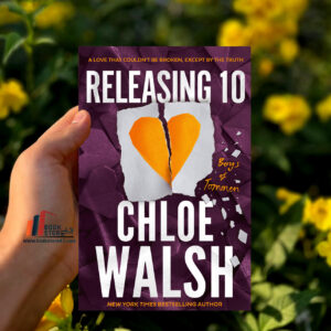 “Releasing 10” by Chloe Walsh, featuring a stormy Irish coastline in muted tones, with a silhouetted couple standing apart—symbolizing emotional turmoil, healing, and the soul-deep connection at the heart of this friends-to-lovers romance.