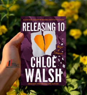 “Releasing 10” by Chloe Walsh, featuring a stormy Irish coastline in muted tones, with a silhouetted couple standing apart—symbolizing emotional turmoil, healing, and the soul-deep connection at the heart of this friends-to-lovers romance.