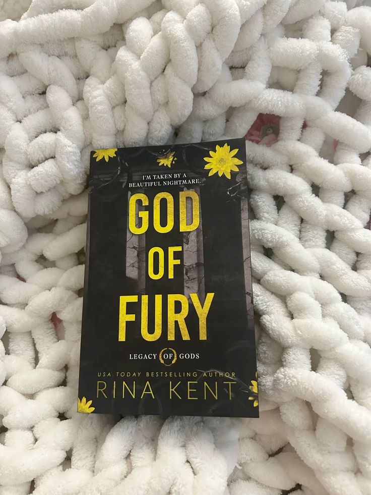 Cover of "God of Fury" by Rina Kent, featuring a dark, moody design with bold typography, symbolizing the intense MM romance between a mafia heir and his rival’s twin brother.