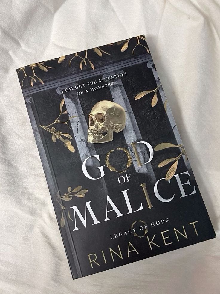 Cover of "God of Malice" by Rina Kent, featuring a dark, moody design that reflects the novel’s intense themes of obsession, psychological manipulation, and forbidden romance between Glyndon King and Killian Carson.