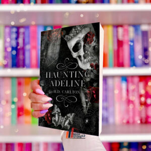 Haunting Adeline book cover – dark romance thriller by H.D. Carlton featuring a reclusive author, a haunted mansion, and a dangerously obsessive stalker